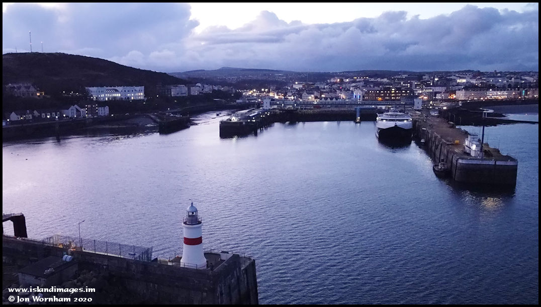 Aerial view of Douglas Harbour, Isle of Man 29/12/20
